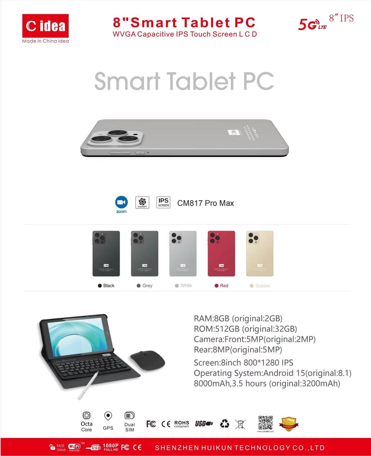 Cidea 8"Smart Tablet PC CM817 Pro Max