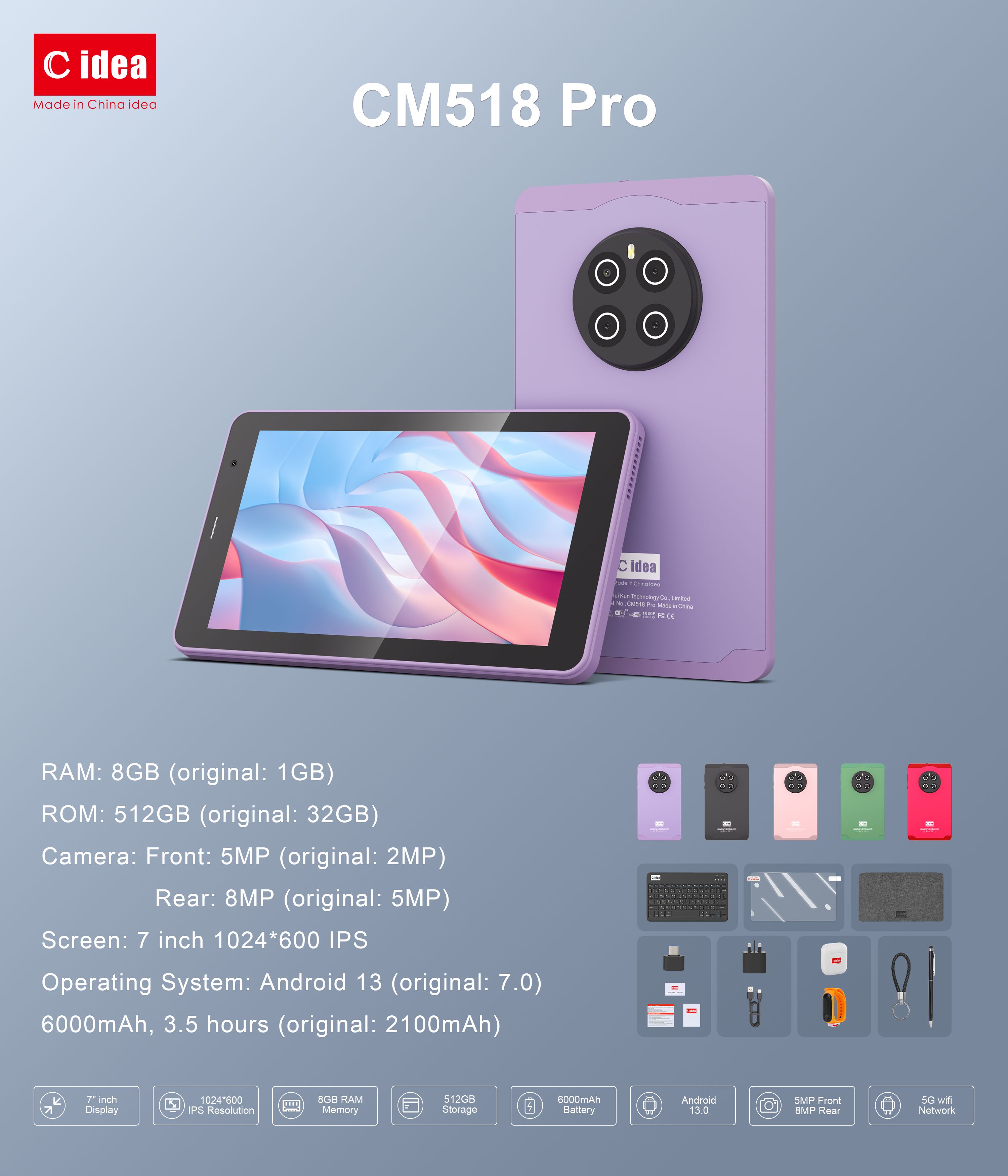 Cidea 7"Smart Tablet PC CM518 Pro